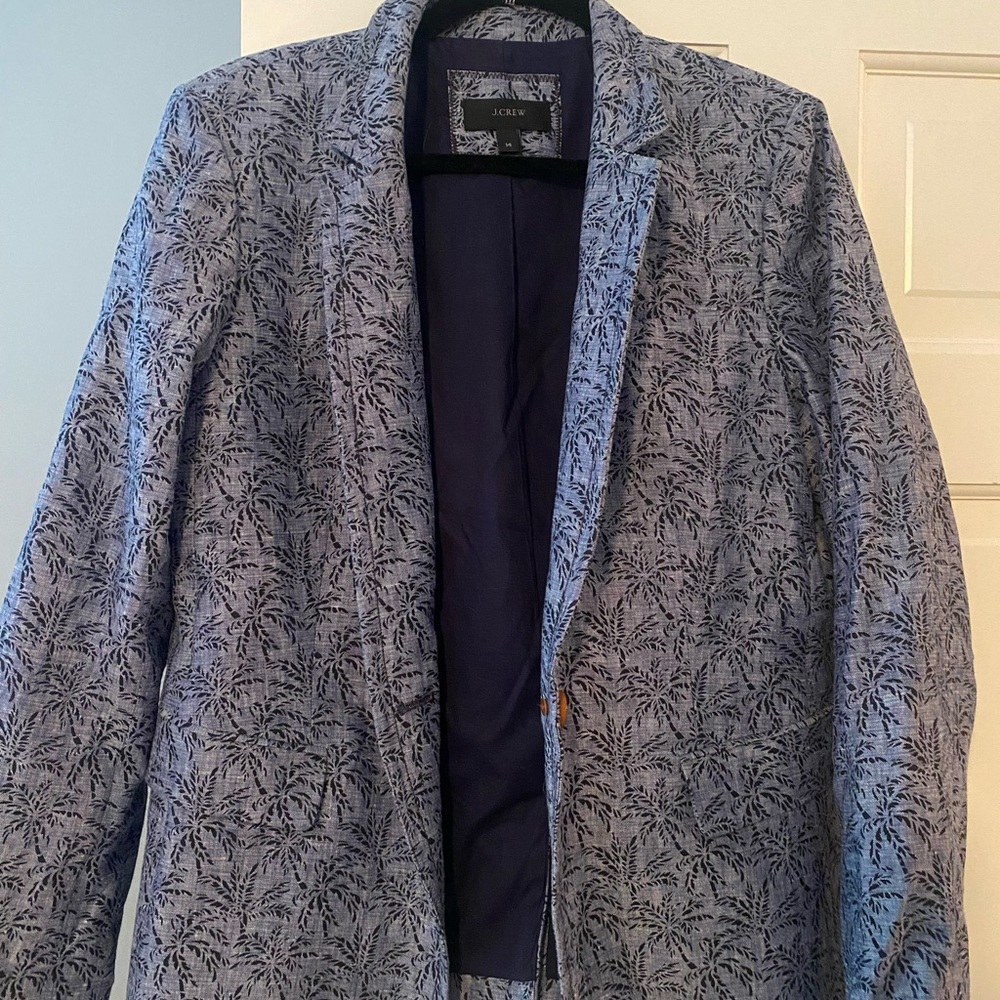 Light blue JCrew jacket. Cute w sleeves rolled up or not. Stand up collar or not